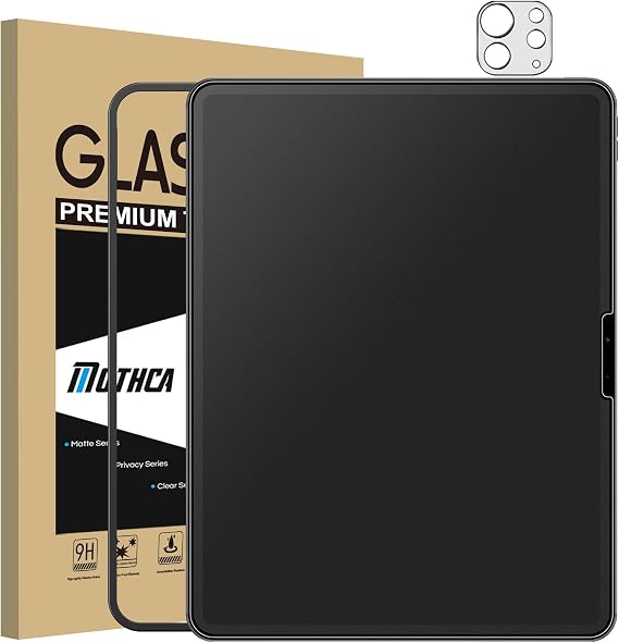 Mothca Matte Screen Protector for iPad Pro 13 inch (M5 2025/ M4 2024), Anti-Glare & Anti-Fingerprint Tempered Glass Film Smooth as Silk with Camera Lens Protector, 1+1 Pack