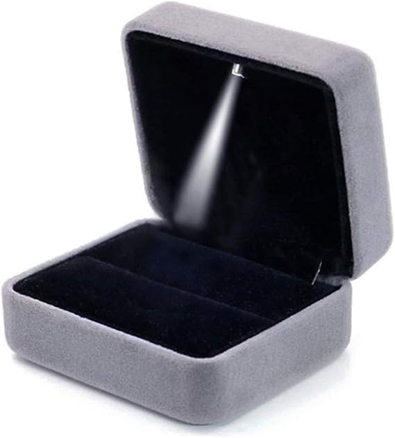 Velvet Ring Box with LED Light Jewelry Display Gift Box for Proposal,Engagement, Wedding | Jewelry Display Gift Box