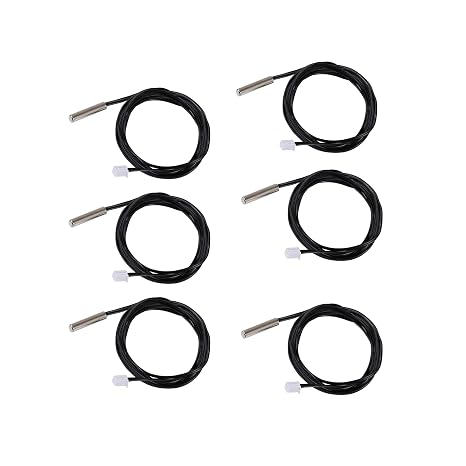 10K Temperature Sensor Probe 6pcs 1 Meter Waterproof Temp Sensor Probe Stainless Steel 3950 NTC Temp Sensor Probe Digital Temperature Transmitter Extension Cable