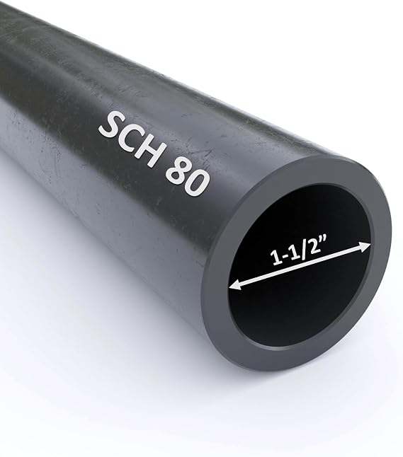Generic 1-1/2"" Schedule 80 PVC Pipe - Black PVC Piping Cut to Custom Lengths/High-Flow Capacity & High-Impact Strength (1-1/2"" x 5'), Gray