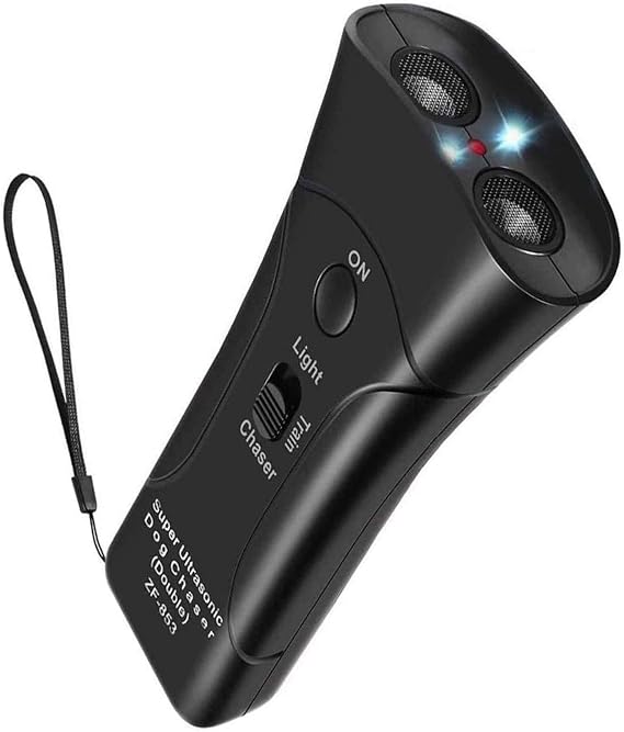 Ultrasonic Anti Barking Control Device Pet Trainer Handheld Dog Bark Control Training Multi-Functions Silent Commands with LED Flashlight and Strap for Pet Indoors and Outdoors