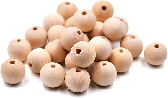 100 Pcs 20mm Natural Wood Beads Unfinished Round Ball Wooden Loose Beads for Garland, Home Decor, DIY Crafts