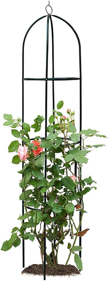 Metal Garden Obelisks Trellis for Climbing Plants Outdoor,1.9m Plastic-Coated Steel Frame Trellis Planter,Rustproof Plant Support Flowers Tower for Rose Vine Dark Green