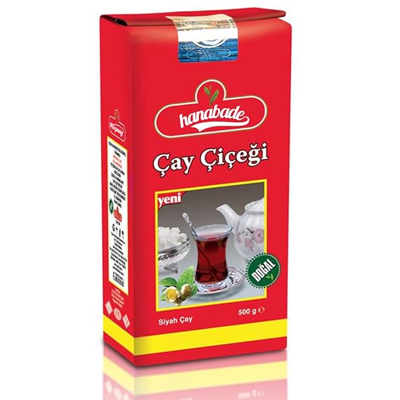 Hanabade CayCicegi Turkish Black Tea Tea Flower Tomurcuk Golden Buds Blend Naturally Aromatic Loose Leaf Tea Bright Red Color, Smooth Flavor 500g (17.6 oz)