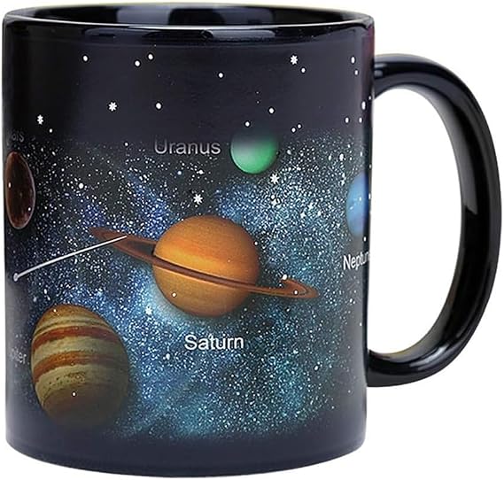 Voarge Aestm Mugs Colour Changing Coffee Cup Drinking Cup Gifts Solar System Ceramic Heat Sensitive Mug Thermal Effect Coffee Cup 330 ml Starry Sky