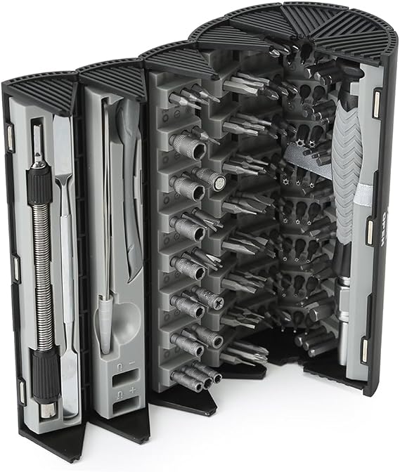 126 In 1 Mechanical Reel Screwdriver Set, Precision Maintenance Screwdriver Set, Scroll Design, 120Magnetic CR-V Batch Heads, For Repair Phone,Laptop,Watch,Camera Etc (126IN1-BLACK)