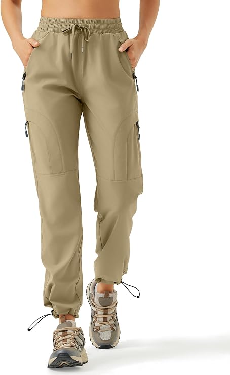Winvote Womens Hiking Pants Quick Dry UPF 50 Travel Golf Pants Lightweight Camping Work Cargo Pants Zipper Pockets