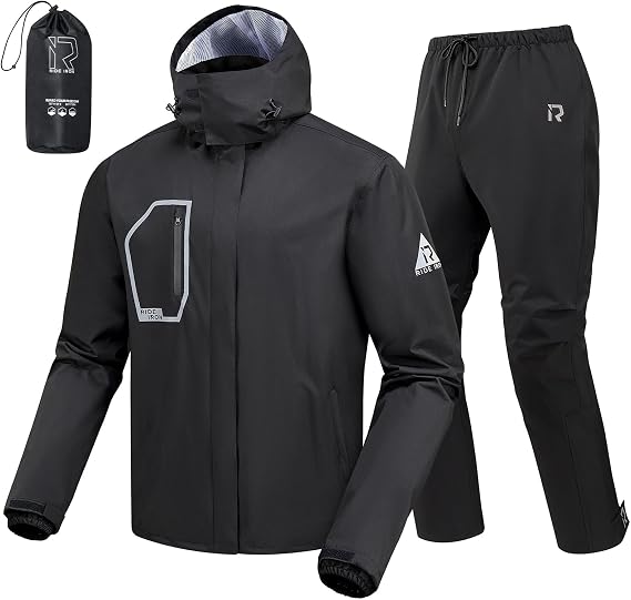 RIDEIRON Motorcycle Rain Gear for Men Waterproof Reflective Rain Suit