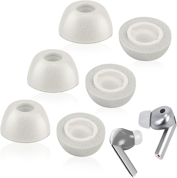 Galaxy Buds3 Pro Eartips - Memory Foam Replacement Earbuds for Samsung Buds 3 Pro Compatible with Samsung Galaxy Buds 3 Pro Accessories XL/L/M 3 Pairs White Grey