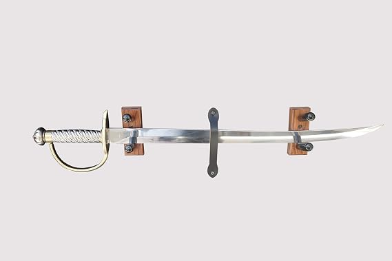 Standard Horizontal Cutlass Sword with Sleeve Wall Mount (Made in the USA) (Walnut)