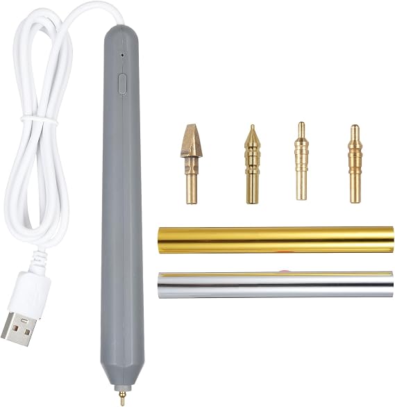Hot Heated Foil Pens Set, USB Heat Foil Pen for Scrapbooking Tool Kits Gold & Silver Hot Foil Roll for Card Making Craft Scrapbooking Drawing Pen with USB Cable DC5V