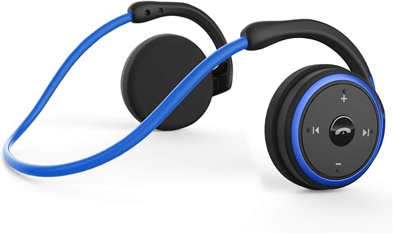 Small Bluetooth Headphones Behind The Head, Sports Wireless Headset with Built in Microphone and Crystal-Clear Sound, Fold-able and Carried in The Purse, 12-Hour Battery Life, Blue