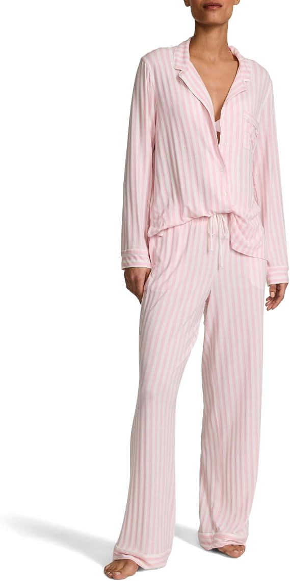 Victoria's Secret Women's Modal Pajama Set, Long Sleeve Button Down Shirt & Pants