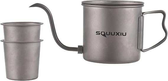 400ml Pour Over Kettle Gooseneck Coffee Kettle Ti Folding Handle Water Kettle with Lid and Bear Cup
