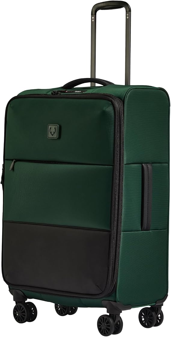 Antler Soft Stripe Medium Checked Luggage, Antler Green, 27.2", 74-88L