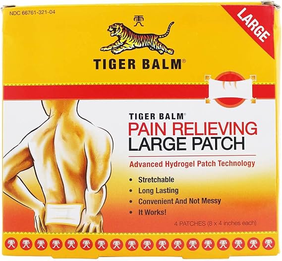 Tiger Balm Large Pain Relieving Patch, 8 x 4 inch (4 Pack) - TB-T-32300