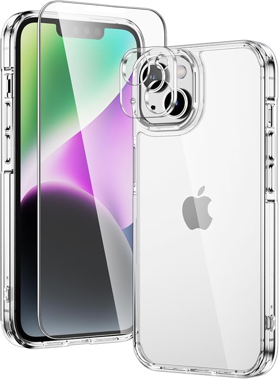 for iPhone 13 Case Clear with Screen Protector and Lens Protector