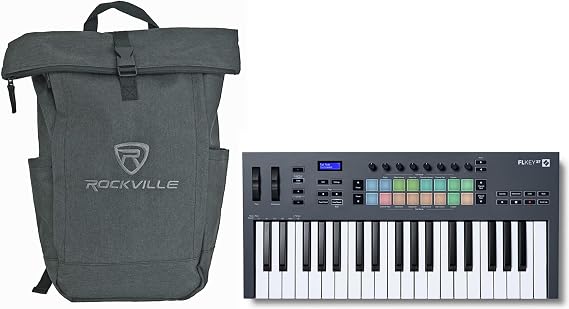 Novation FLkey 37 Bundle: 37-Key MIDI Music Production Keyboard Controller for FL Studio, RPAK Charcoal Backpack Bag with Padded Laptop Pocket, 2-items