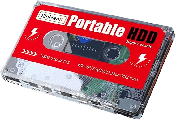 Kinhank 2TB External Hard Drive Built-in 120,000+ Classic Games, Batocera 33 System, Retro Game Console Compatible with 70+ Emulators, HDD Support for Windows/Laptop/PC/Linux,Plug&Play
