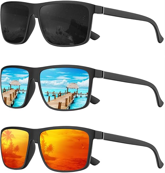 Perfectmiaoxuan 3-Pack Polarised Sunglasses for Men & Women - Lightweight TR90 Retro Frames - UV400 Protection CAT-3 HD Lenses for Driving, Fishing & Travel - Unisex Classic Shades