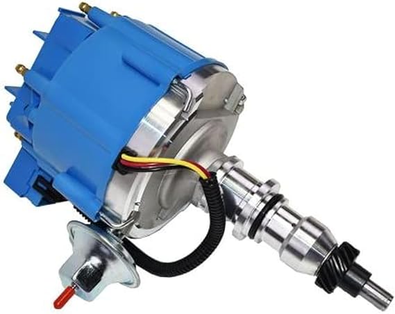 A-Team Performance HEI Distributor Ignition Coil Straight Six 240 & 300 Engines - 65K Spark & One-Wire Installation - Billet Aluminum Housing & Blue Cap - Compatible with Ford F100-F250 & E100-E150