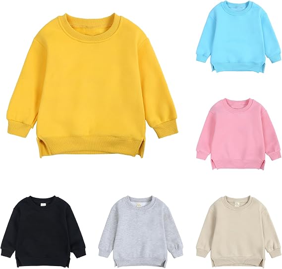 Unisex Baby Solid Color Cotton Sweatshirt Pullover T-Shirt Toddler Boy Girl Long Sleeve Crewneck Sweater Blouse Tops (Blue #1, 4-5 Years)