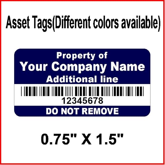 Asset Tag Labels - Asset Labels Permanent - Custom (300)