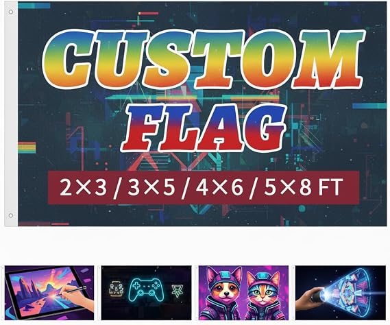 Custom Flag,Personalised Flags Banner with Your Photo/Logo/Text,Make Your Own Flag with Text Logo Photo,Personalised Print Flags Customized flag DIY Birthdays,Living Room,Bedroom,Christmas (COSTOM)