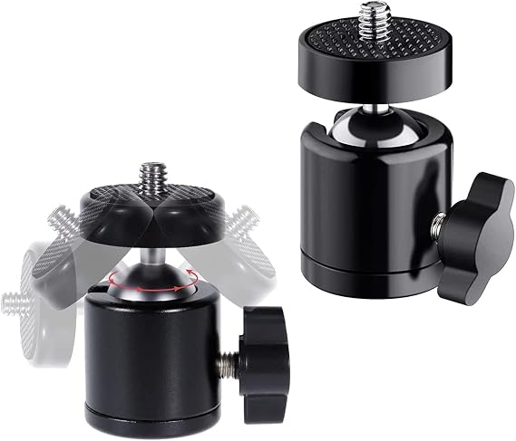 Tripod Mini Ball Head Mount with Removable 1/4" Hot Shoe Adapter 360°Swivel Camera Brackets BallHead Stand Support
