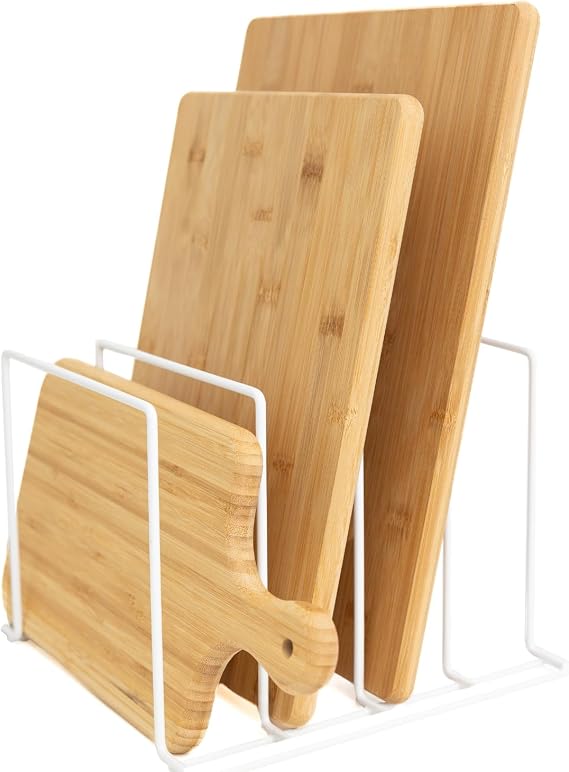 Better Houseware Large Kitchen Cabinet Organizer, cutting board organizer, baking sheet organizer with 4 Divided Slots , 10.25"D x 10.75"W x 7.5"H - White