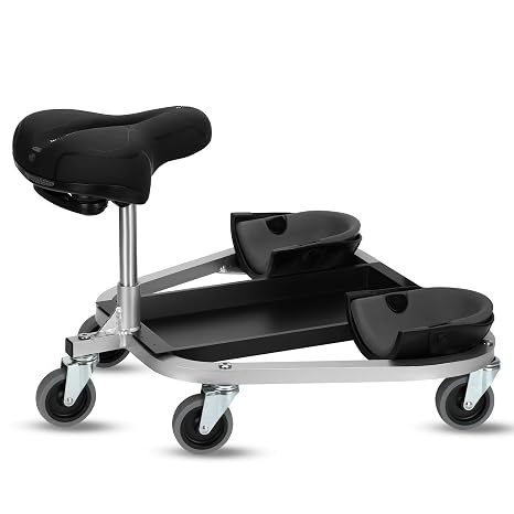 Kneeling Sitting Creeper with 3" Casters, Supports 400 lbs, Black