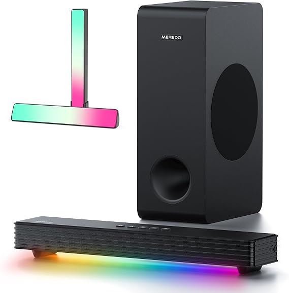 MEREDO 3.1CH Sound Bar with Subwoofer & Light Bars