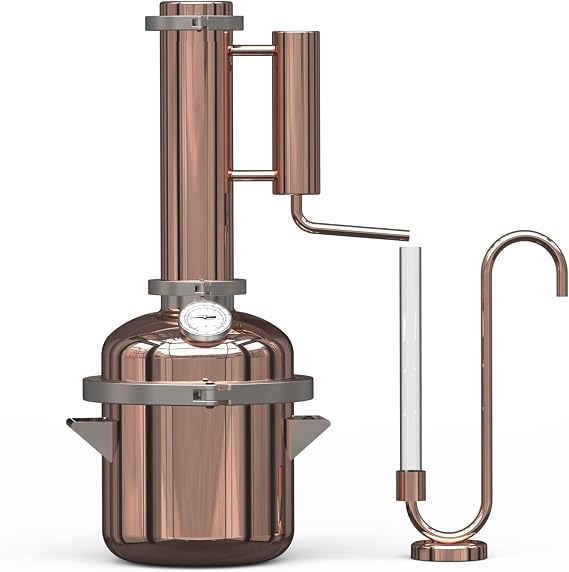 HOOLOO 1.5Gal/5.8L Pure Copper Essential Oil Distiller Kit | Copper Still for Steam Distillation Making and Extracting - Home Equipment DIY from Herbs, Plants Flowers