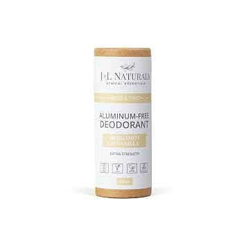 J&L Naturals Aluminum Free Deodorant for Men & Women | 100% Natural Ingredients With Coconut Oil, Shea Butter, Essential Oils | Sustainable, Eco-Friendly (Bergamot & Vanilla, 3.0 Oz (Single))