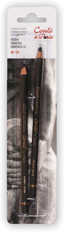 Conte a Paris Sketching & Drawing Charcoal Pencils, Set of 2, HB and 2B
