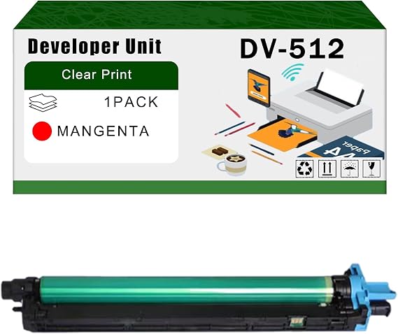 DV-512 Developer Unit Compatible for Konica Minolta bizhub C224 C224e C284 C284e C364 C364e C454 C454e C554 C554e Printers, High Yield 600000 Pages Bright Clear Colors (Magenta)