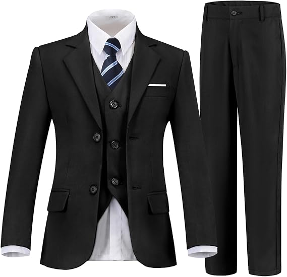 Boy's Suits for Kid Formal 5pcs Slim Fit Wedding Tuxedo Casual Suit Set