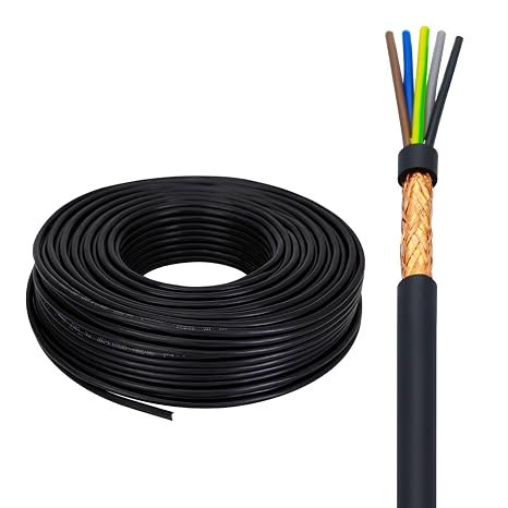 5-Core Oxygen-Free Copper Cable 0.5-2.5mm2 Gauge Electrical Wire 30~200FT Multi-Shielded Industrial Electronic Wire 300V Flexible PVC Insulation(100FT(31M),0.5mm2-5C)