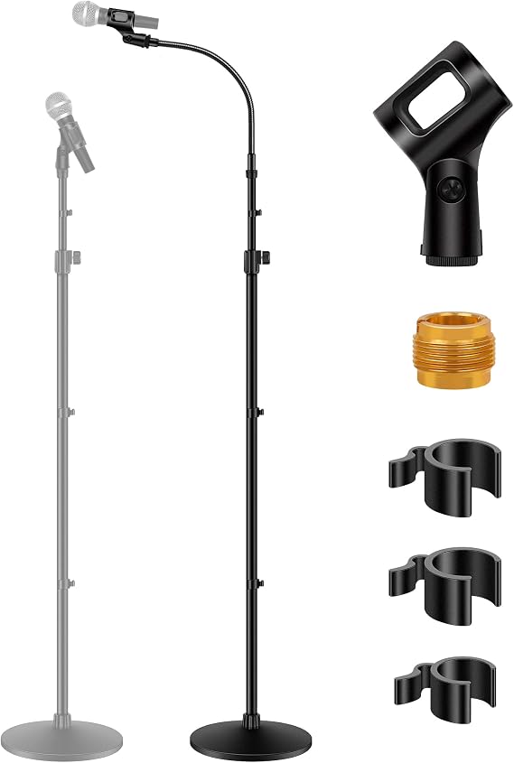 InnoGear Microphone Stand Floor 32" to 70" Gooseneck Mic Stand for Singing | Max Height 70", Stable Base, Flexible Angle, Easy to Transport, Adjustable Gooseneck, Fit Blue Yeti, For Sitting or Standing