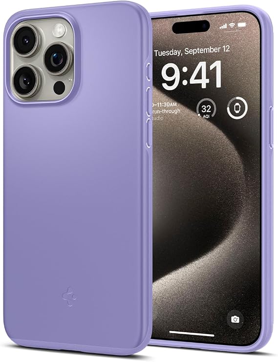 Spigen Thin Fit Designed for iPhone 15 Pro Max Case (2023) [Hard Shell] [Military-Grade Protection] - Iris Purple