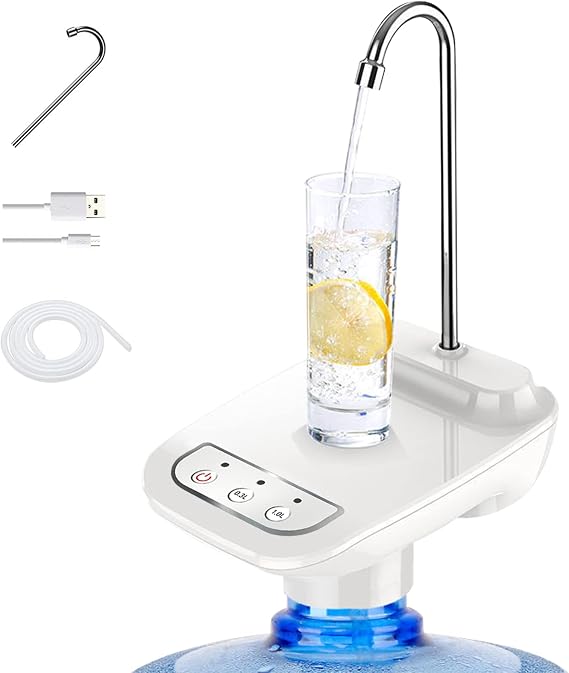 Drinking Water Dispenser Pump, Automatic Electric Drinking Water Bottle Pump for 1-5 Gallon Water Jugs..., White