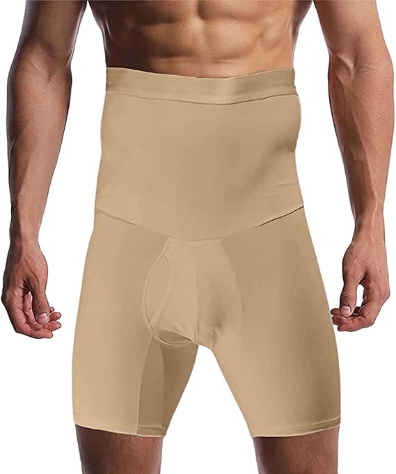 Mens Compression Shorts Long Shapewear Tummy Control Underwear High Waist Slimming Body Shaper Leg Tights Boxer Birefs