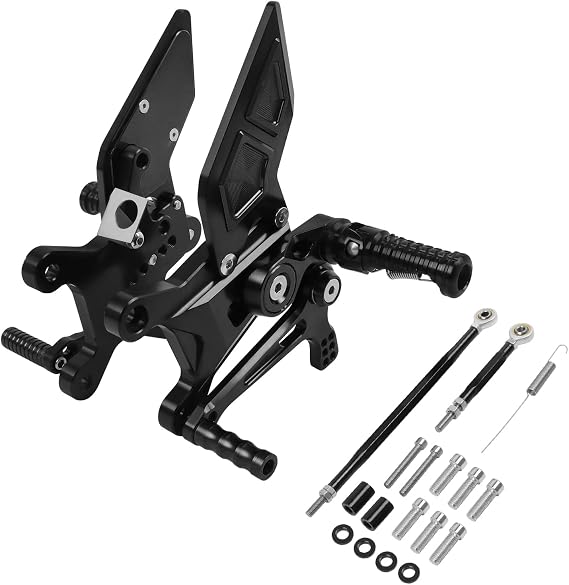 CHIFUN Motorcycle Adjustable Rearsets Footpeg Heel Guard Protectors Replacement for Kawasaki Ninja ZX4R 2023 / ZX4RR 2022-2024 / ZX25R 2020-2023 CNC Aluminum Foot Rest Pedal(Black)