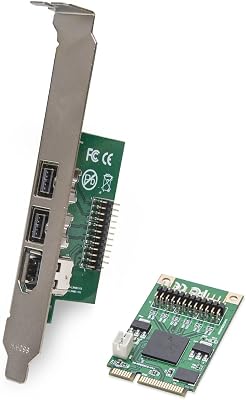 IO CREST FireWire 800 9-Pin IEEE 1394b 2 Port and Firewire 400 6-Pin IEEE 1394a 1 Port to Mini PCIe Controller Card