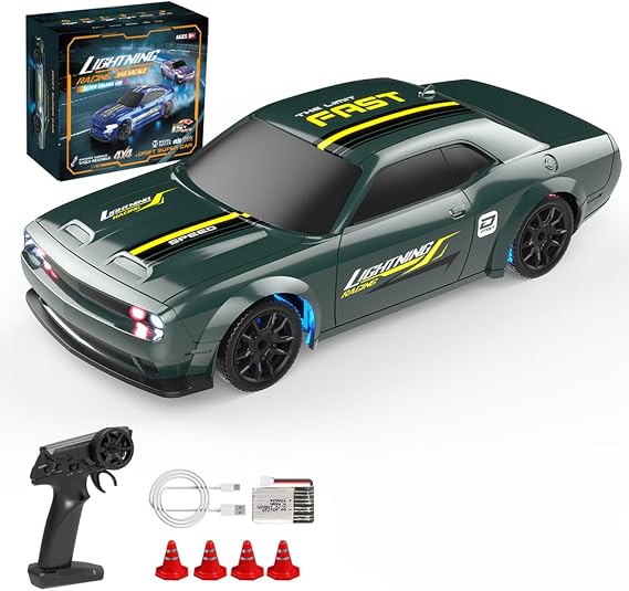 Mini RC Drift Racing Car with LED Lights, 143 Scale 15KMH 4WD Full-Proportional Control | Ready-to-Race IndoorOutdoor Drifting Car for Adults & Teens