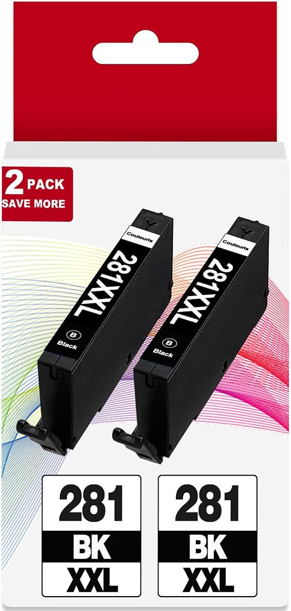 281XXL Ink Cartridges 2 Pack, Black