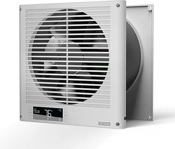 AC Infinity Room to Room Fan 8, Two-Way Reversible Airflow | Through-the-Wall Fan with Temperature Controller, Quiet Precise 10-Level Speeds for in-Wall Kitchen, Laundry Room, and