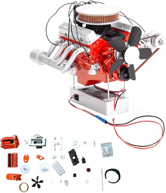 V8 Engine Model Kit That Runs, 1:6 3D Printed Simulated V8 Engine Model Kits for Adults to Build,Visible V8 Mini Engine Kit That Works for Adult - 3D Printed