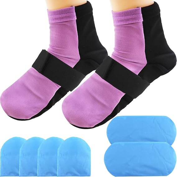 coldchill Reusable cold therapy socks, gel ice pack for toe heels, injuries, swelling, plantar fasciitis, neuropathy, hot and cold therapy socks for