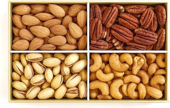 Salted Nuts Gift Box – Roasted Cashews, Almonds, Pecans & Pistachios | Lightly Salted Luxury Snack Selection | Elegant Sharing Gift Box for 1–2 People